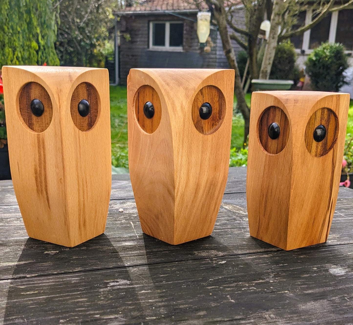 Hiboux en bois décoratif – 15 cm