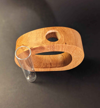 Soliflore en chêne avec fiole en verre