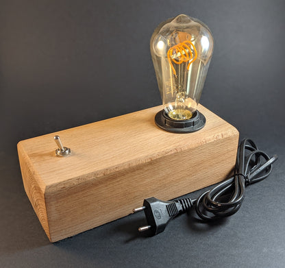 Lampe de table en bois ampoule Edison